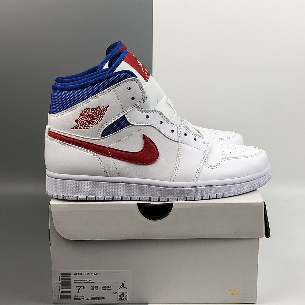 nike air jordan 1 mid white red royal