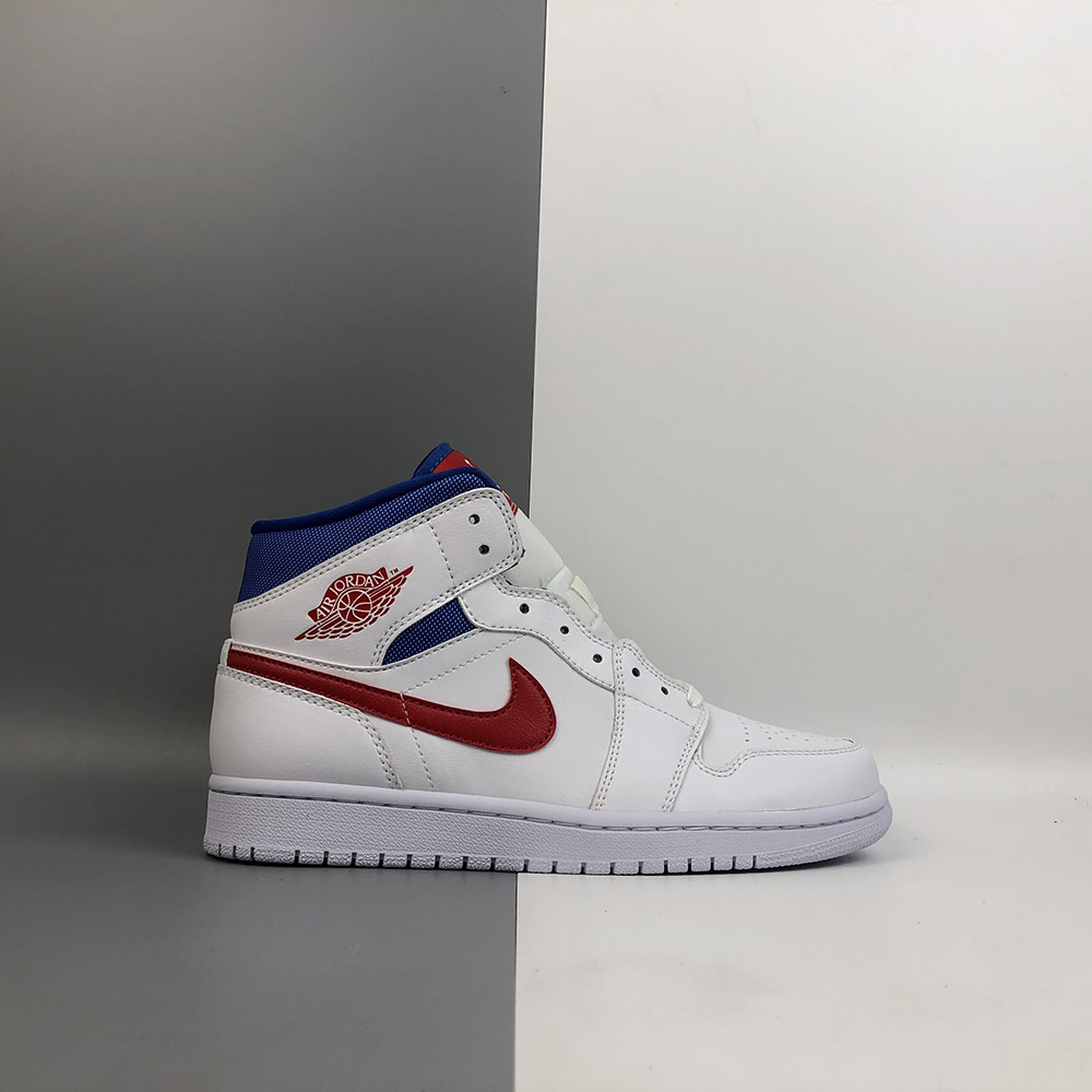 jordan 1 mid white red royal