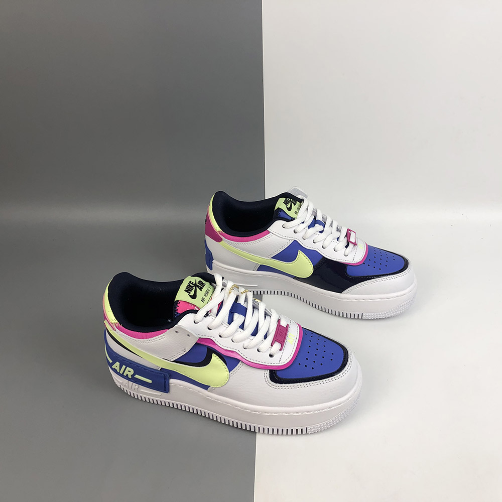 air force 1 shadow white barely volt sapphire fire pink blackened blue