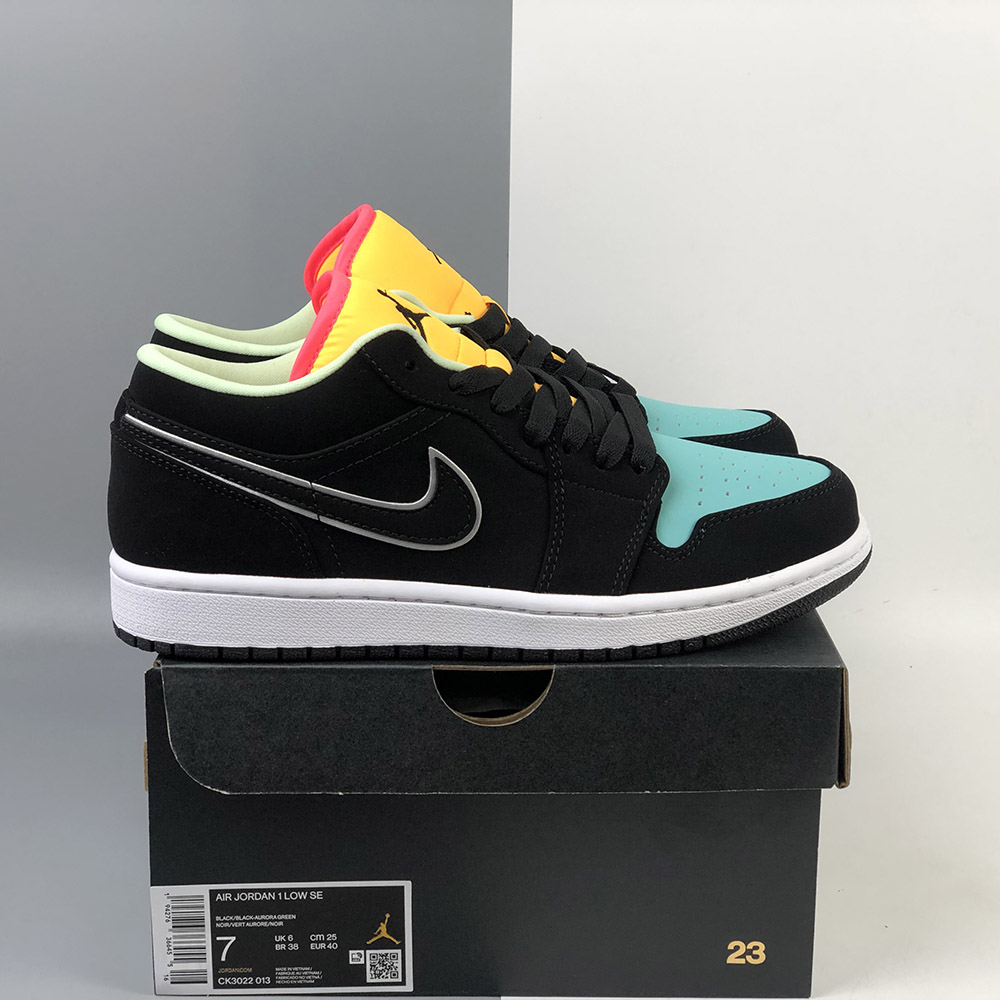 jordan 1 low black aurora green