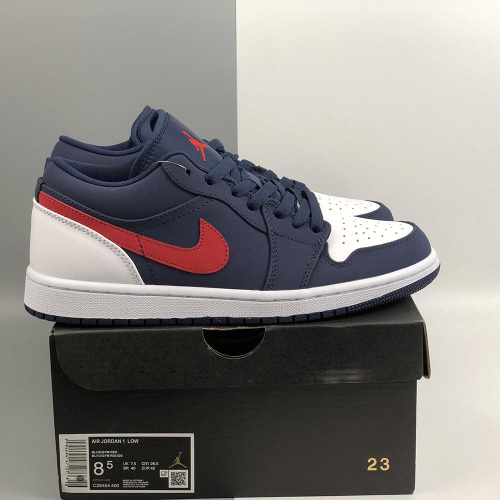 dark blue and red jordans