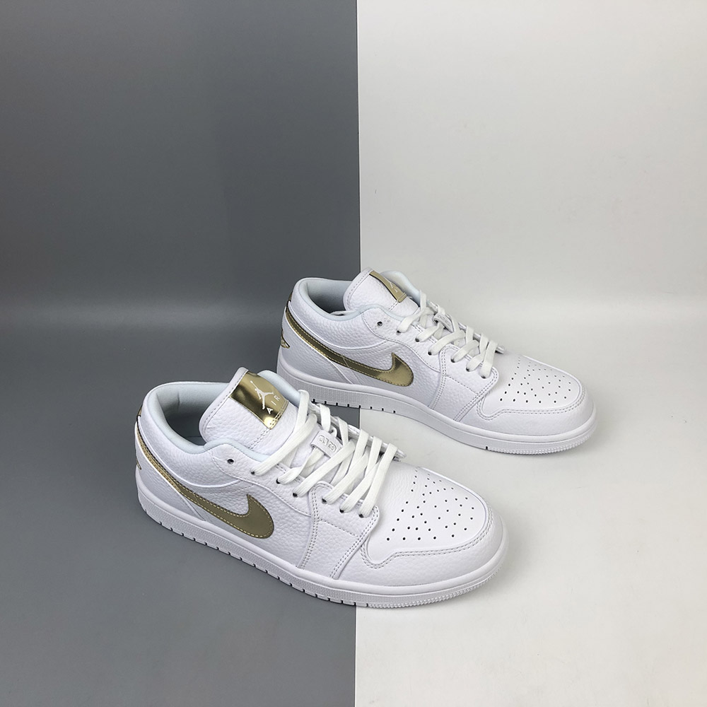 Air Jordan 1 Low White Metallic Gold For Sale The Sole Line