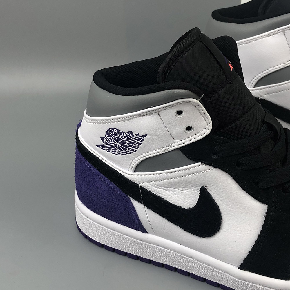 purple black white jordan 1