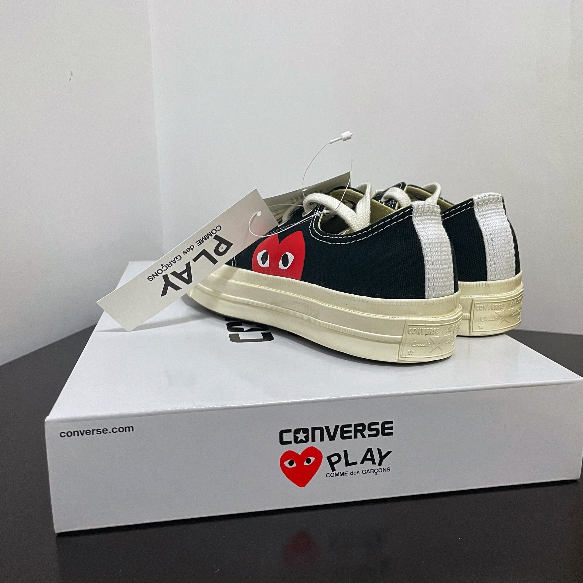 Converse x CDG PLAY Chuck 70 Low Top Black/White/High Risk Red – The ...