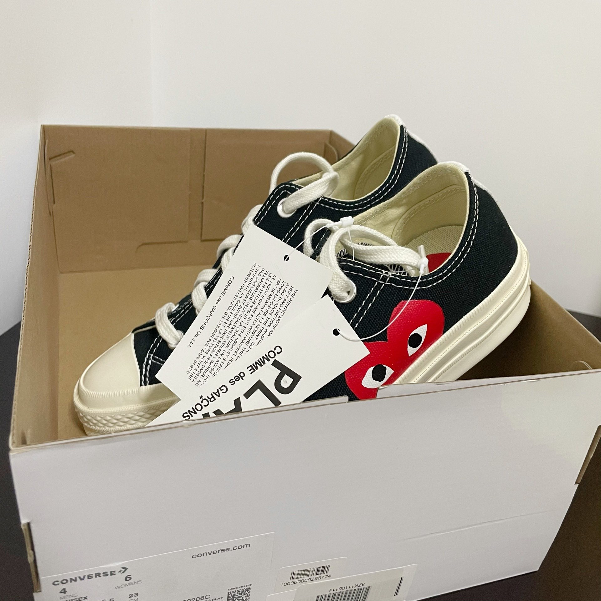 Converse x CDG PLAY Chuck 70 Low Top Black/White/High Risk Red – The ...