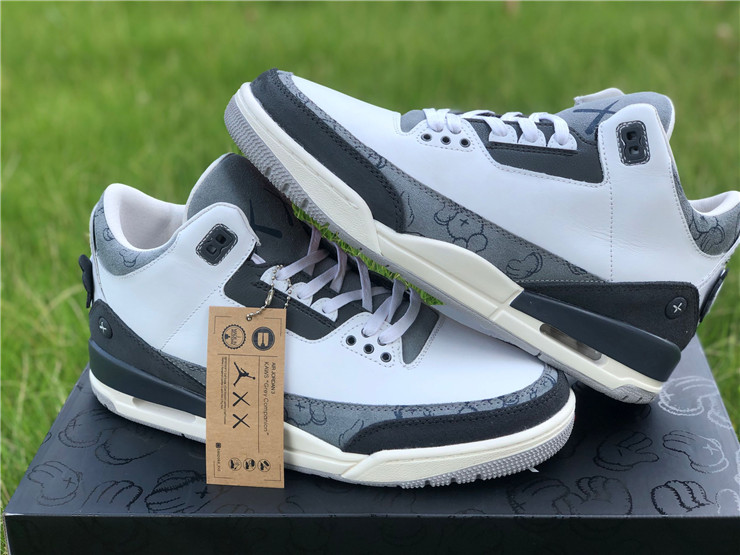 KAWS x Air Jordan 3 White Black Grey 