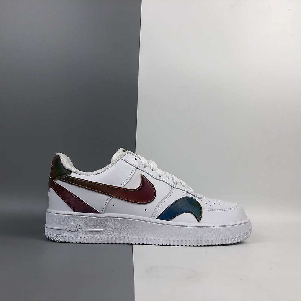 white air force 1 with colored swoosh