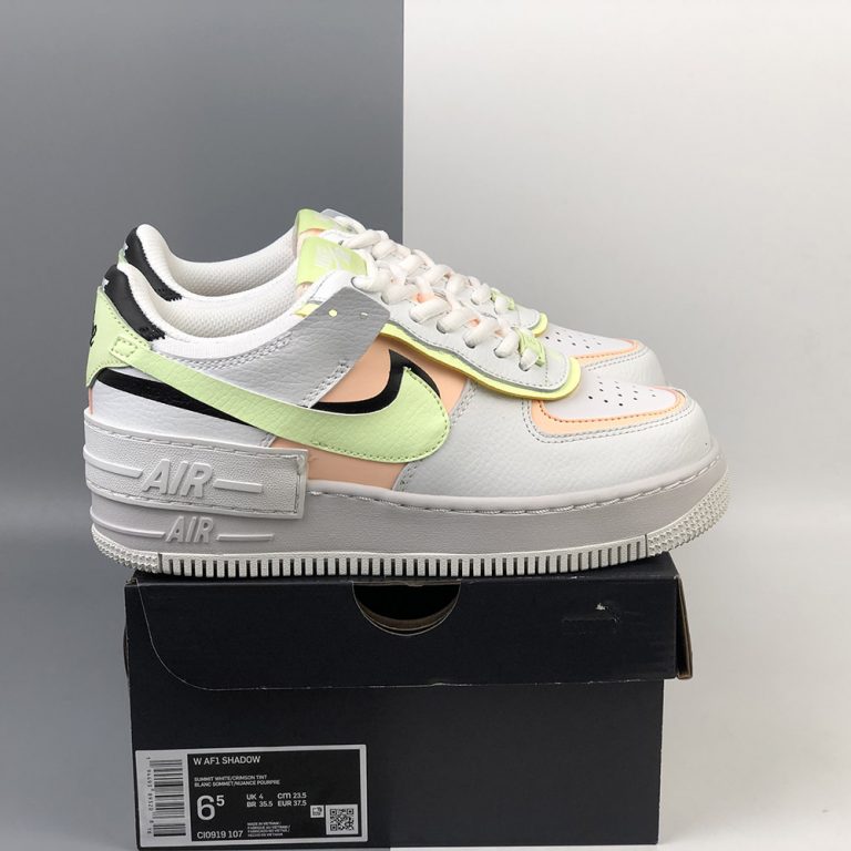 Nike Air Force 1 Shadow White/Black/Barely Volt/Crimson Tint For Sale â The Sole Line
