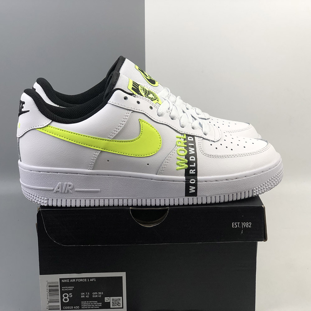 nike air force 1 worldwide white volt