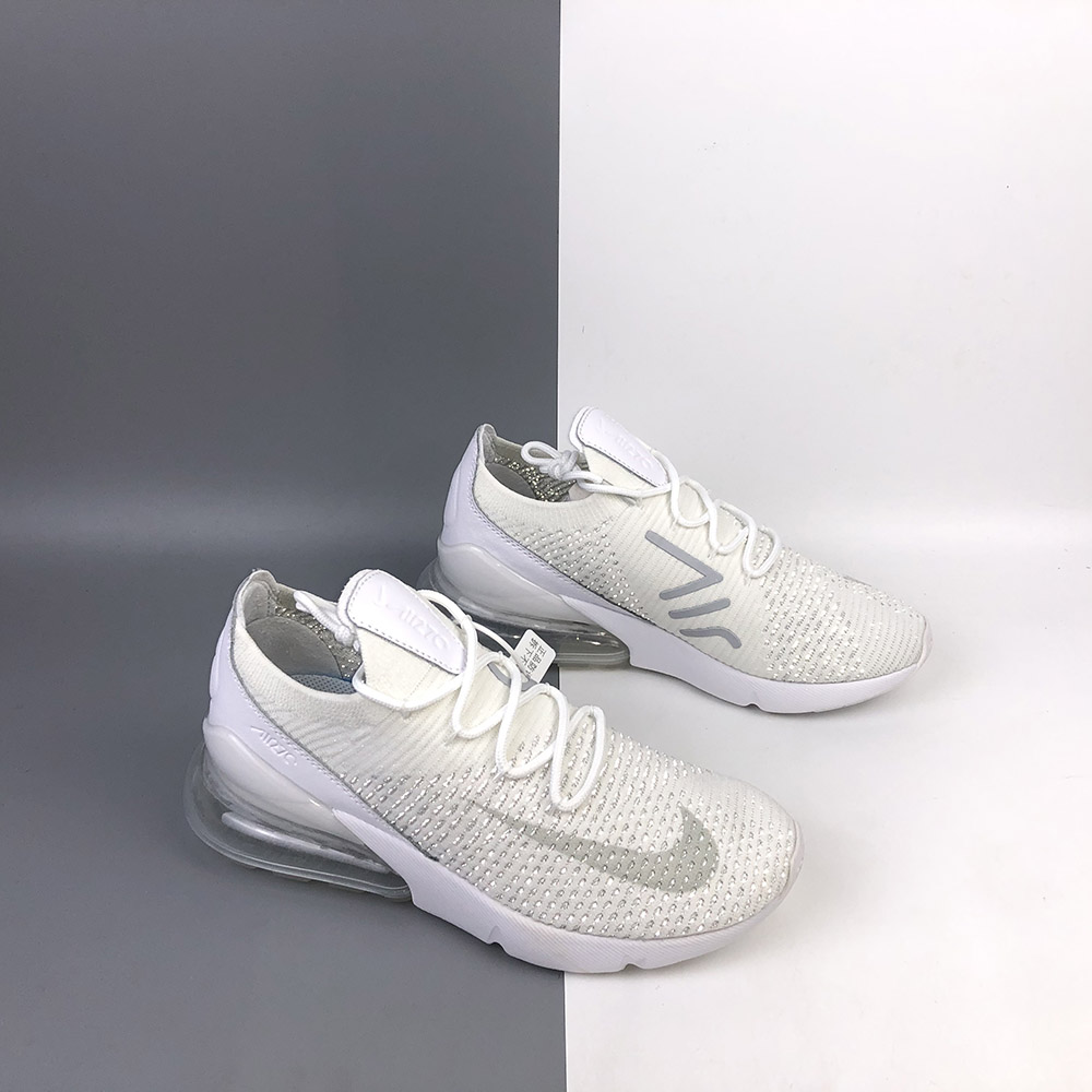 nike air max 270 flyknit triple white