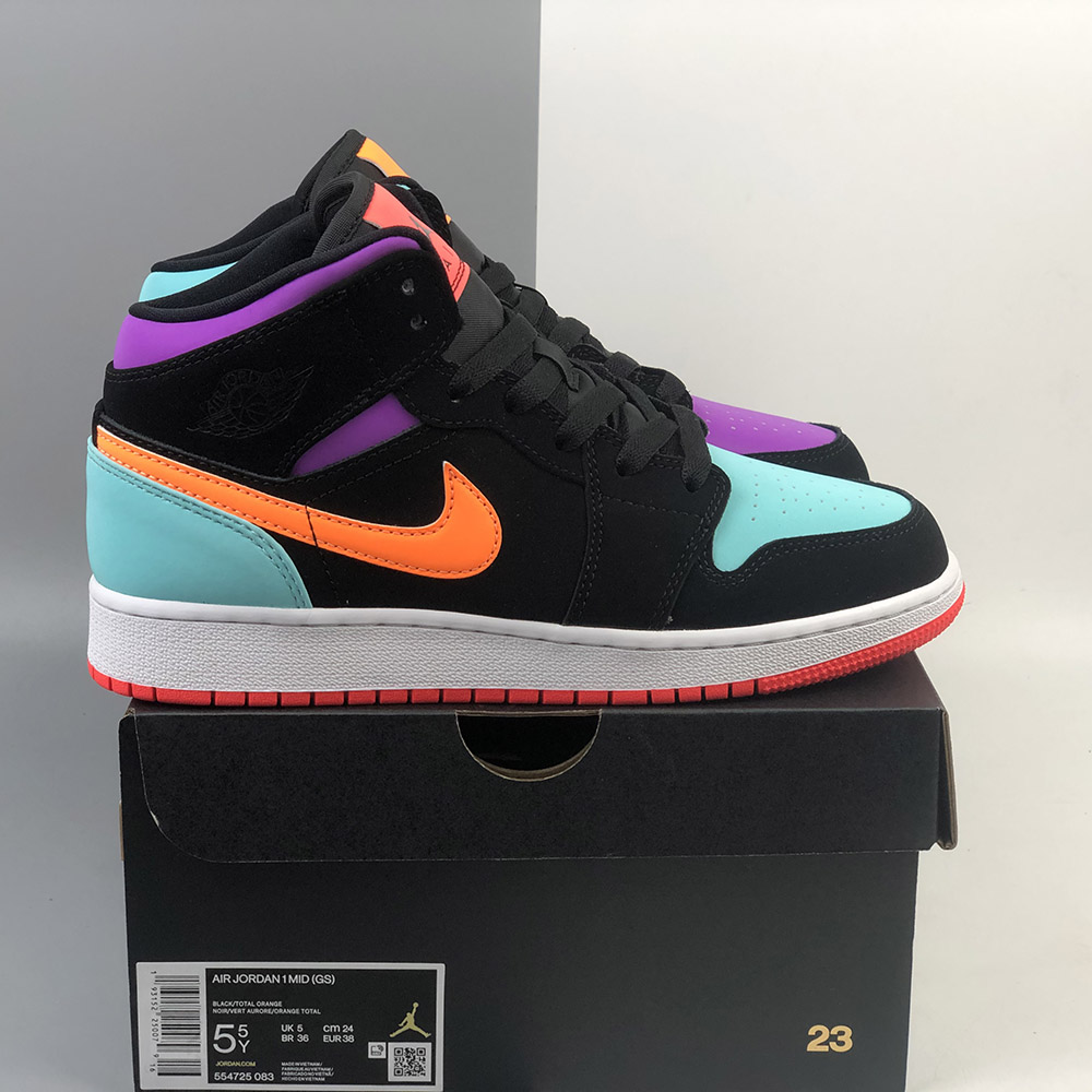 air jordan 1 mid gs black total orange