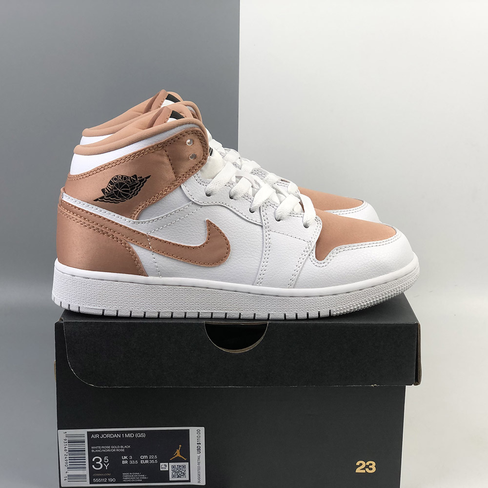 rose gold and white air jordan 1