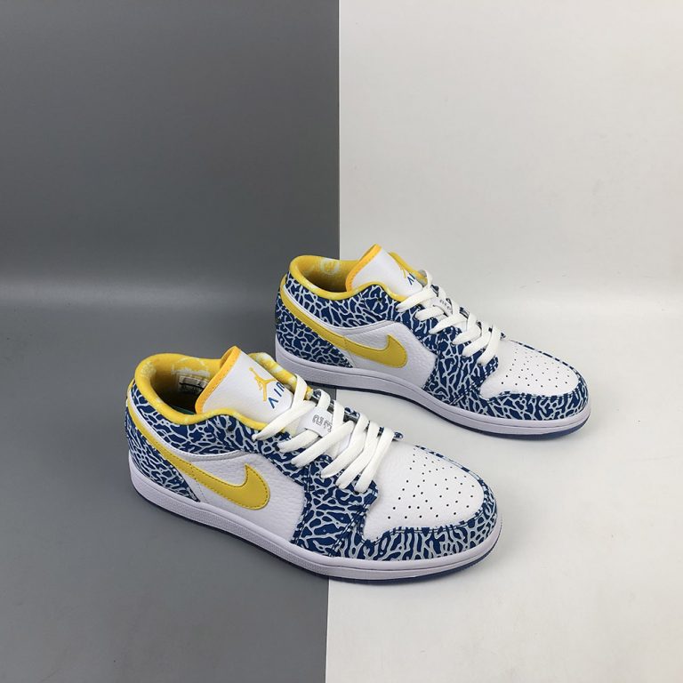 Air Jordan 1 Retro Low ‘West Side’ White/Chlorine BlueSonic Yellow For