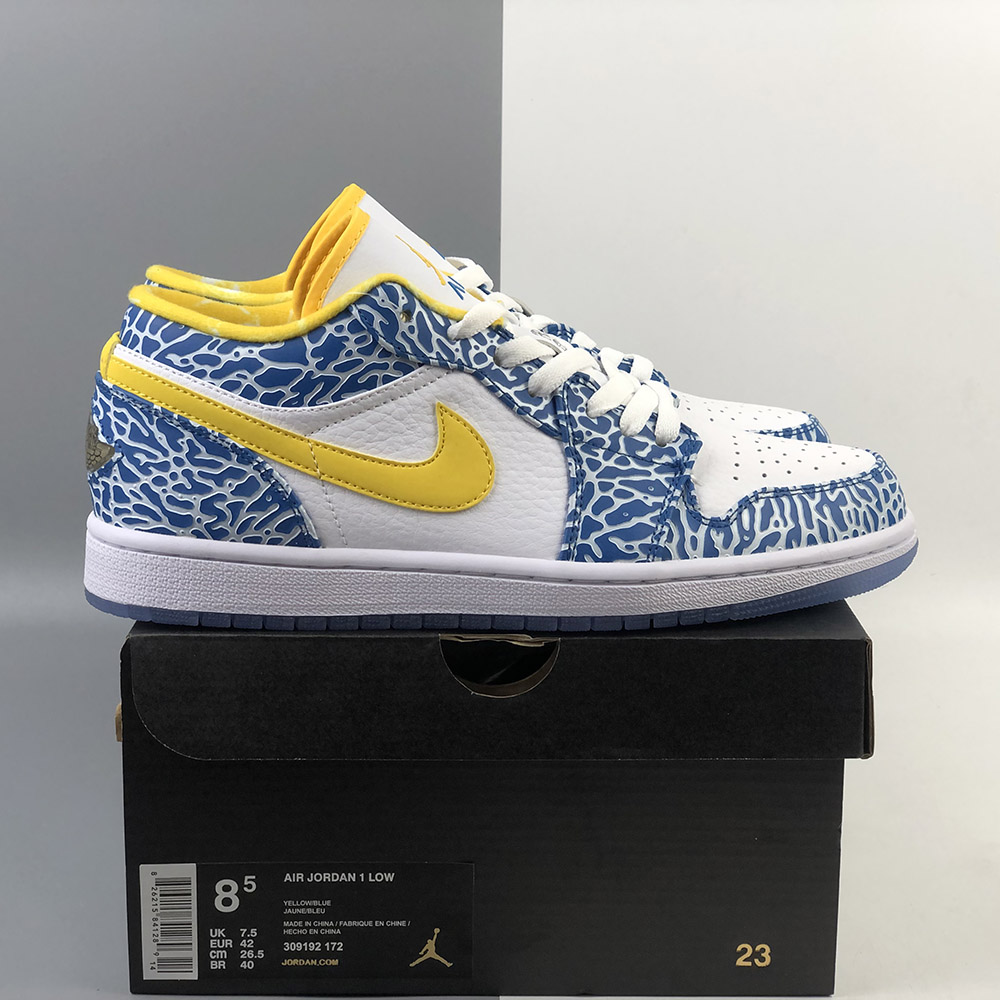 Air Jordan 1 Retro Low 'West Side' White/Chlorine Blue-Sonic Yellow For Sale – Gtbanklr