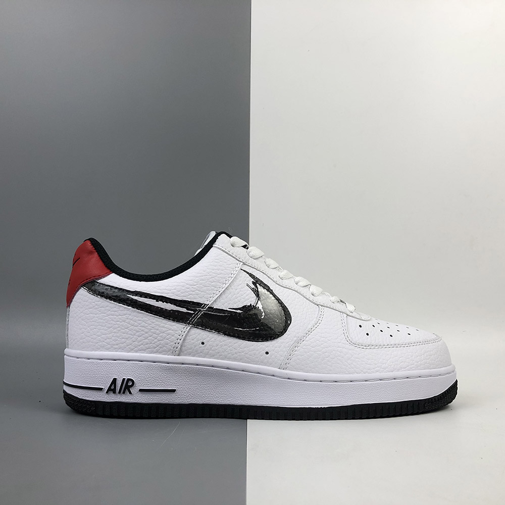Nike Air Force 1 Low Brushstroke Swoosh White Red For Sale – The ...