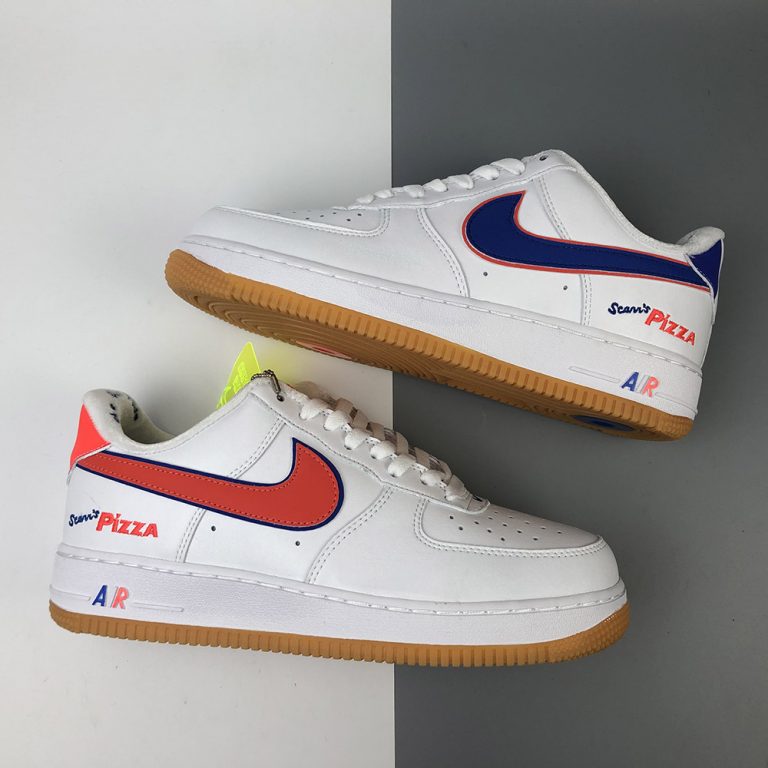 Nike Air Force 1 “Scarr’s Pizza” White Blue Red For Sale – The Sole Line