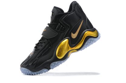 black and gold nike turfs