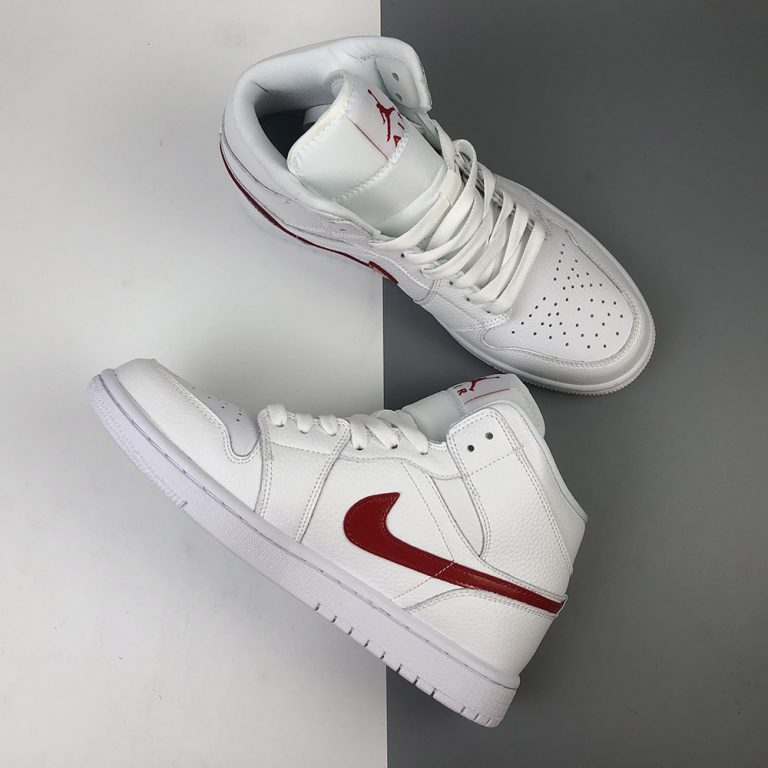 Jordan WMNS Air Jordan 1 Mid Women, White University Red Game Royal | Graffitishop