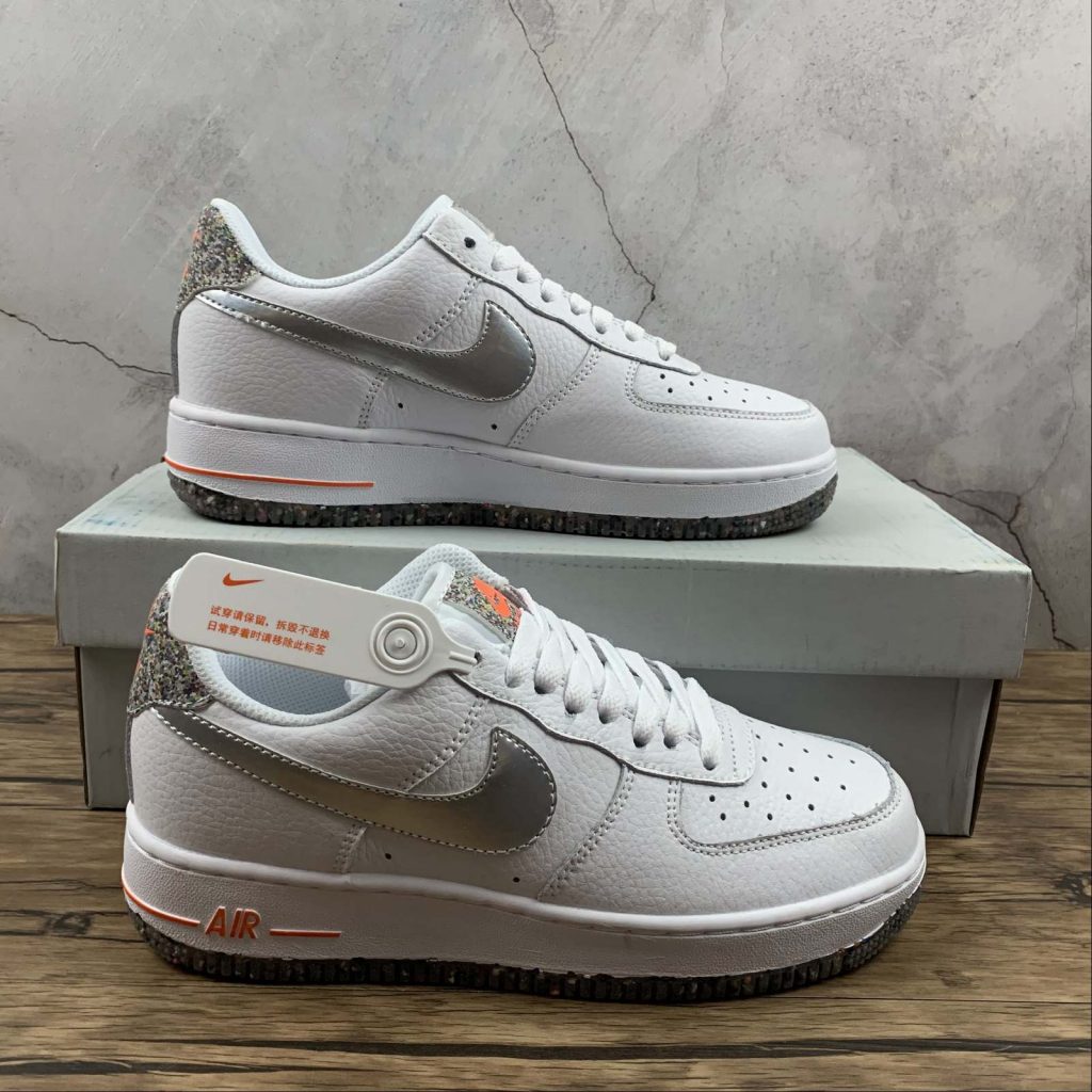 Nike Air Force 1 Crater White/Metallic Silver-Laser Orange For Sale â The Sole Line