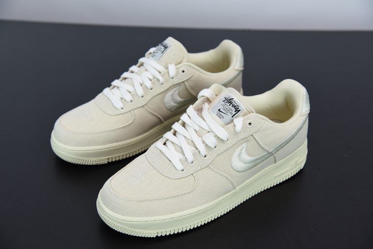stussy x nike air force 1 fossil stone