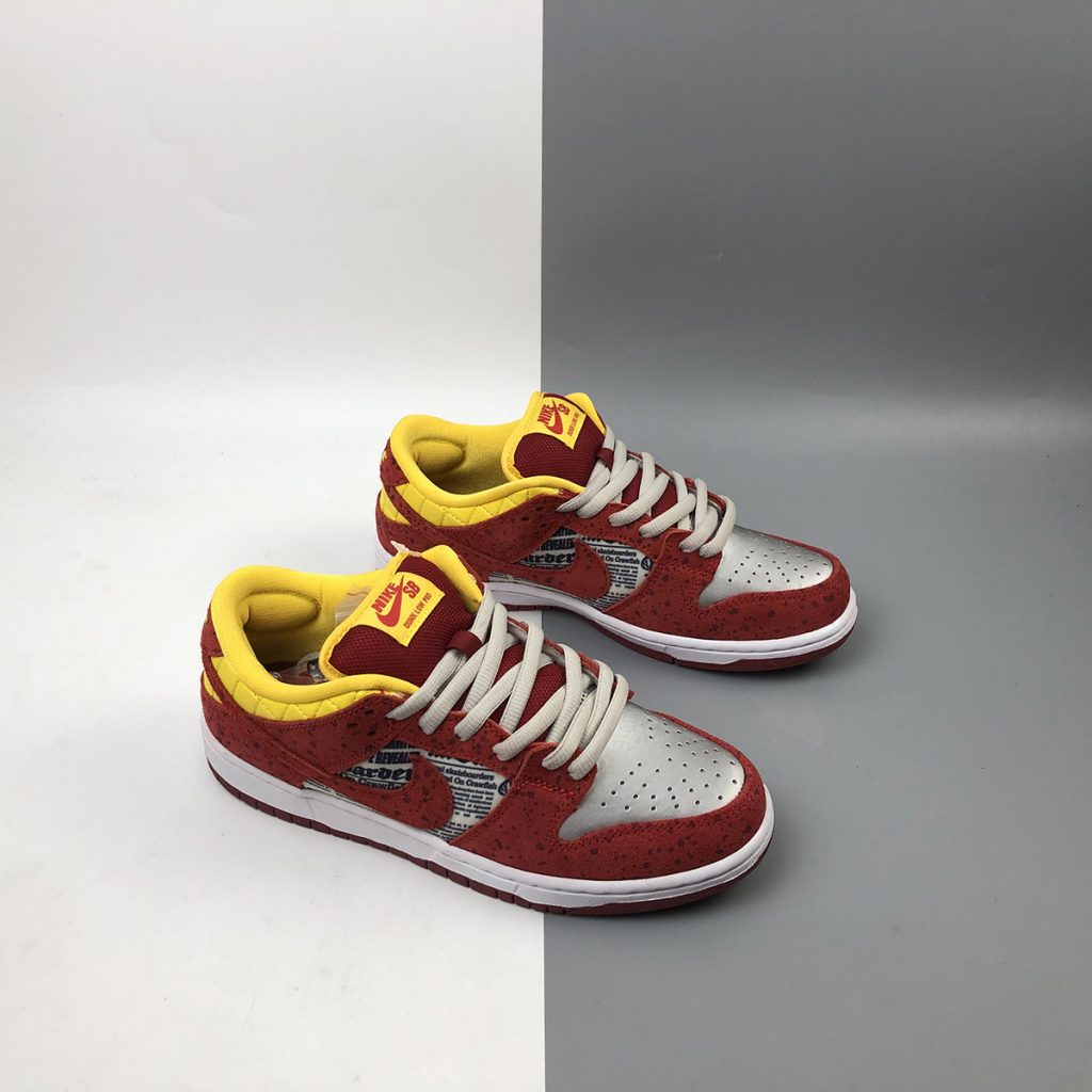 Rukus x Nike SB Dunk Low“ Crawfish” Red-Metallic Silver For Sale – The ...