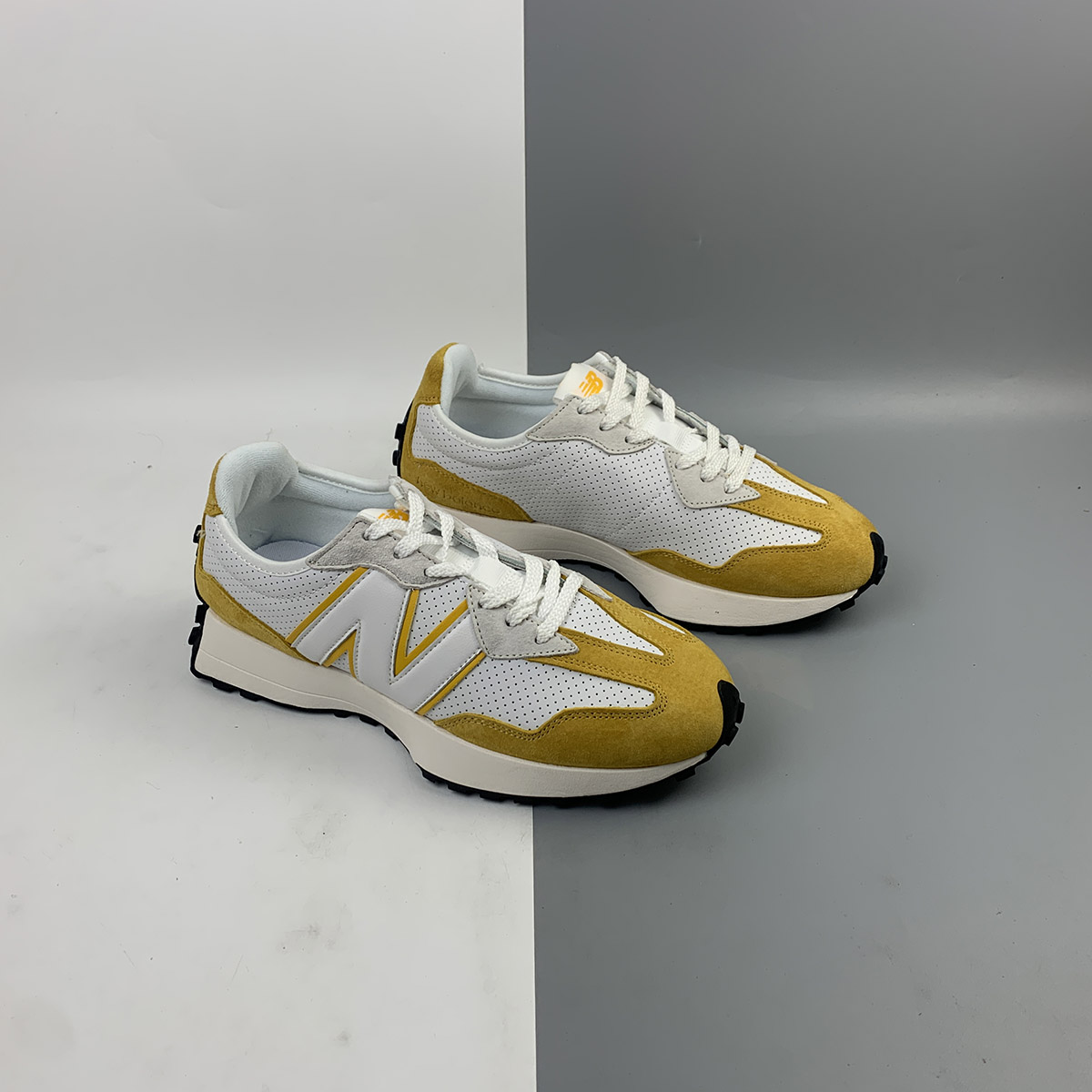 New Balance 327 Perforated Pack Yellow White For Sale – The Sole Line