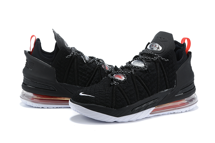 lebron 18 black white university red