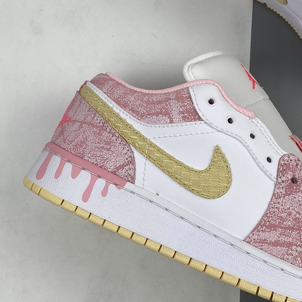 Air Jordan 1 Low GS “Paint Drip” Arctic Punch/Pale VanillaWhite For Sale The Sole Line