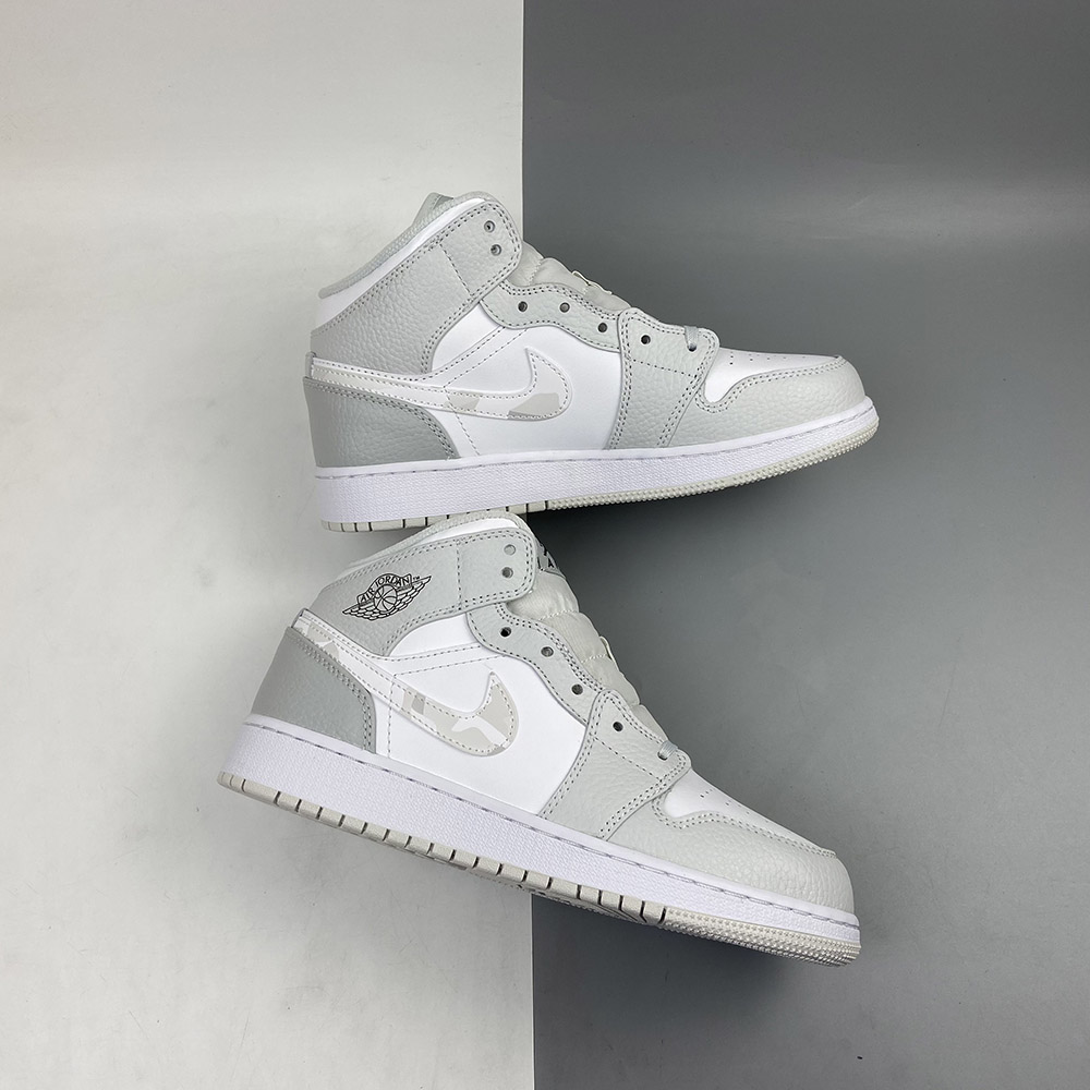 nike gs air jordan 1 mid grey white anthracite