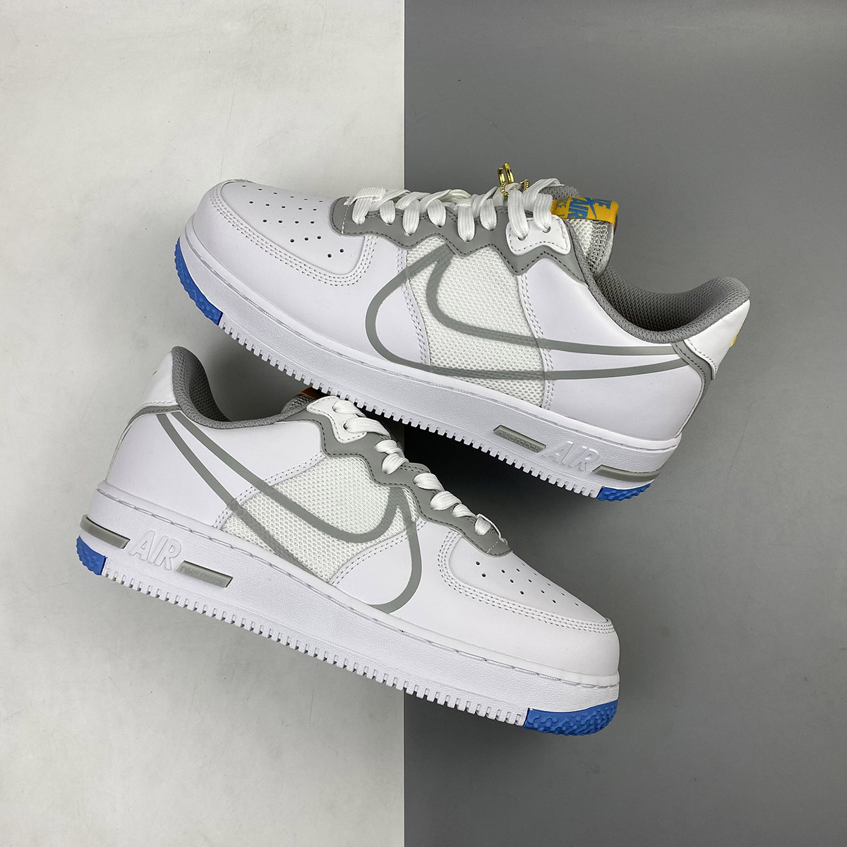 nike air force 1 react white light smoke grey