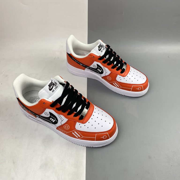 Custom Nike Air Force 1 Low Orange White Black By You – The Sole Line