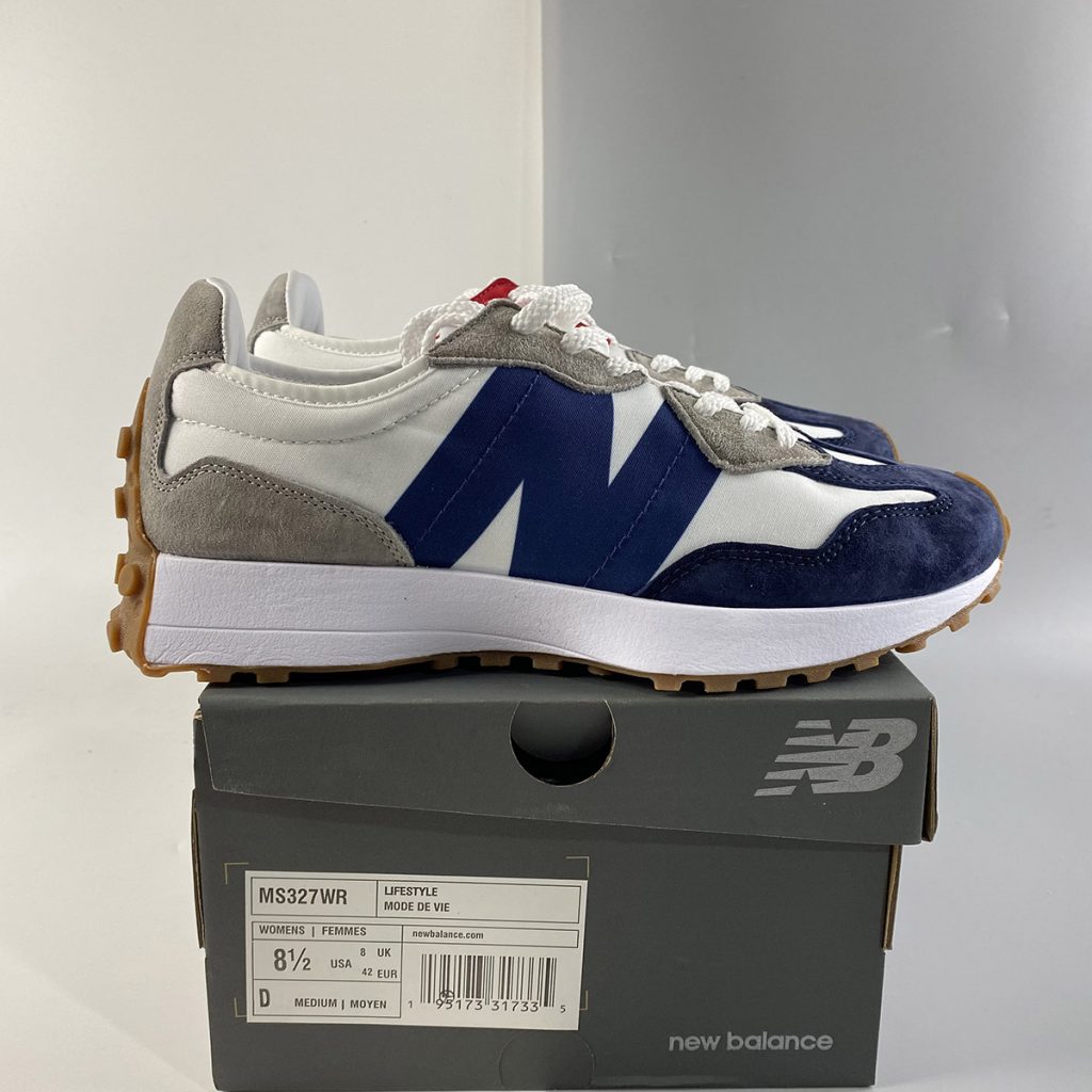 cream and navy new balance 327