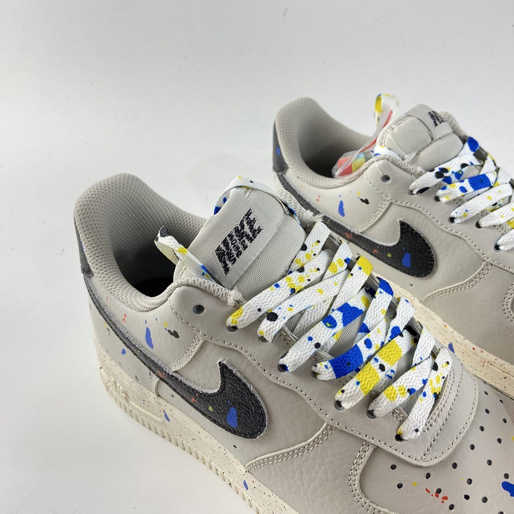 Nike Air Force 1 âPaint Splatterâ Light Bone/Black-Sail For Sale â The Sole Line