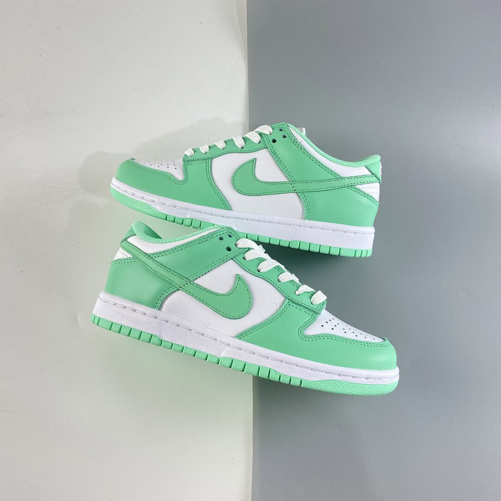 dunk low white green