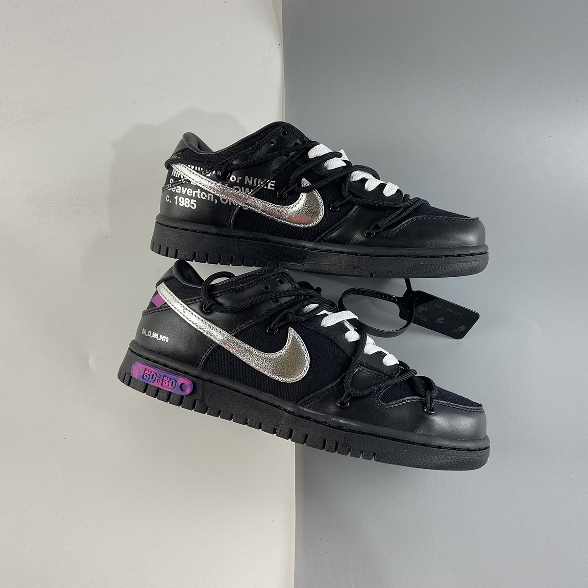 Off-White x Nike Dunk Low “The 50” Black Silver For Sale – The Sole Line