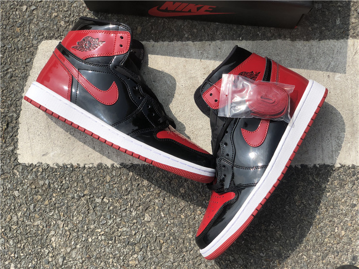 Air Jordan 1 High OG âBred Patentâ Black/White-Varsity Red For Sale â The Sole Line