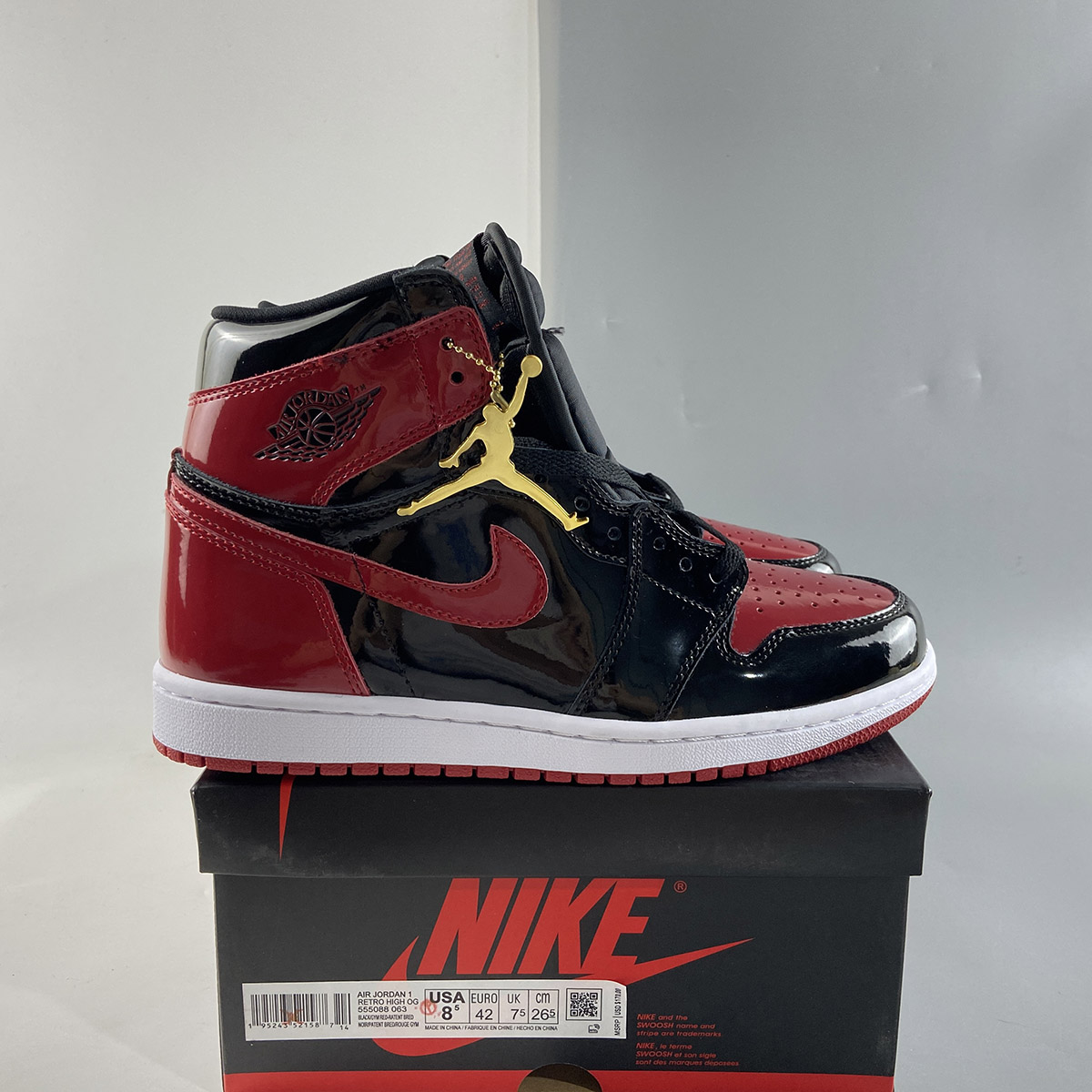Air-Jordan-1-High-OG-Bred-Patent-Black-White-Varsity-Red-For-Sale-7