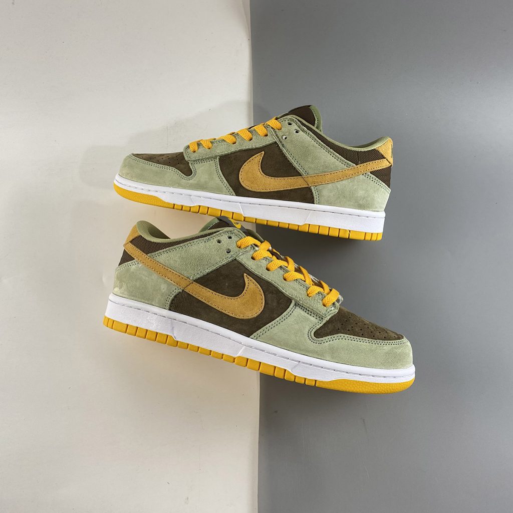 nike dunk low dusty olive gold