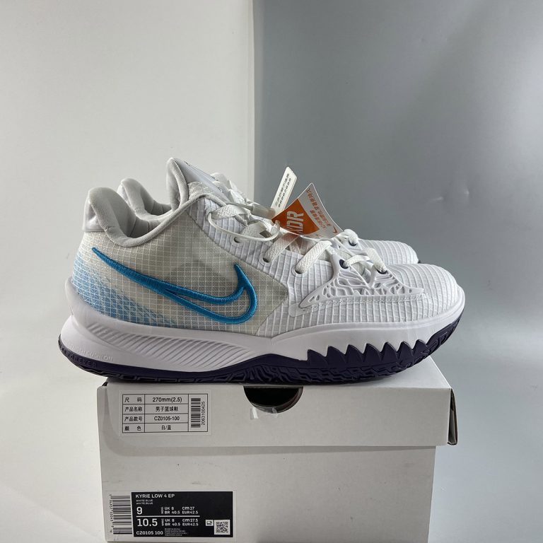 Nike Kyrie Low 4 White/Laser Blue-Dark Raisin For Sale â The Sole Line