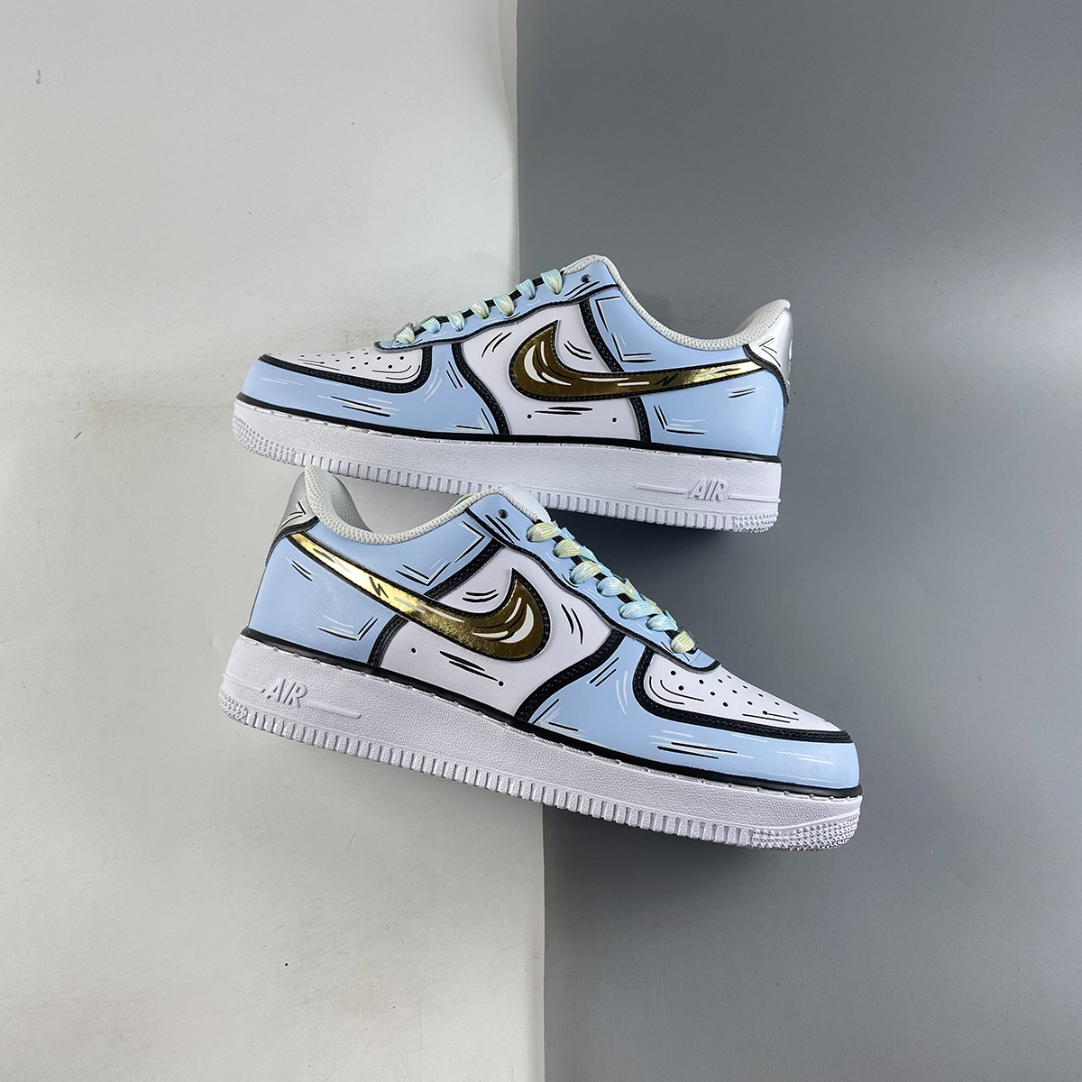 Nike-Air-Force-1-Low-Blue-White-Gold-Black-For-Sale