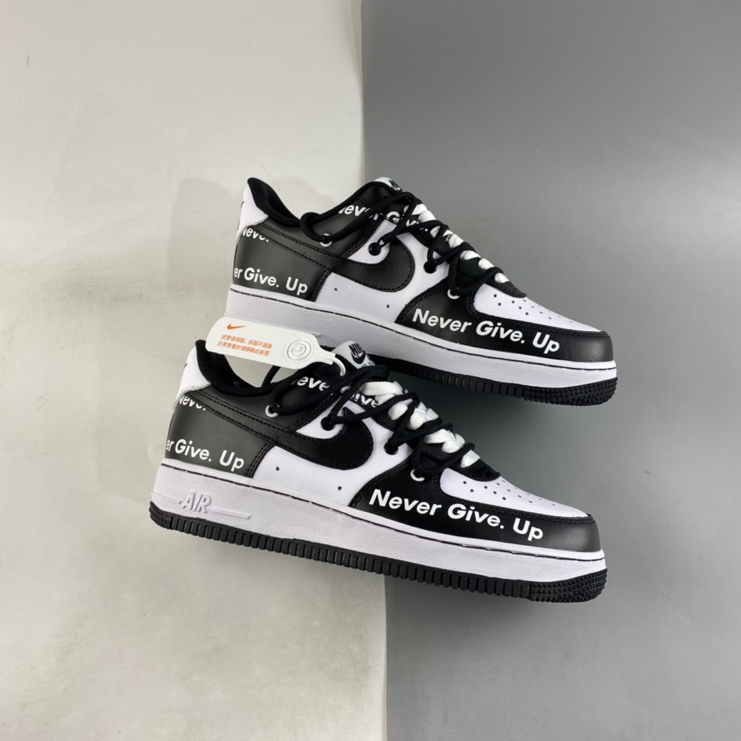 Custom-Nike-Air-Force-1-Low-Never-Give-Up-Black-White-For-Sale-1