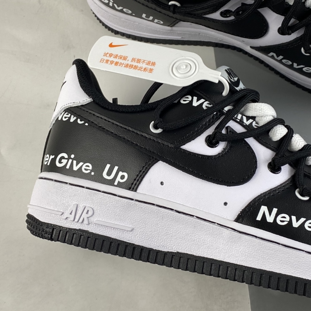 Custom-Nike-Air-Force-1-Low-Never-Give-Up-Black-White-For-Sale-2