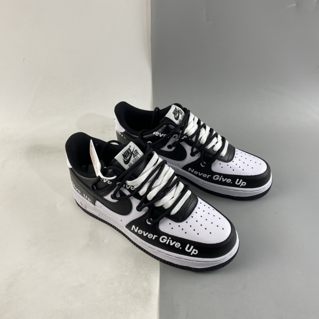 Custom-Nike-Air-Force-1-Low-Never-Give-Up-Black-White-For-Sale-6