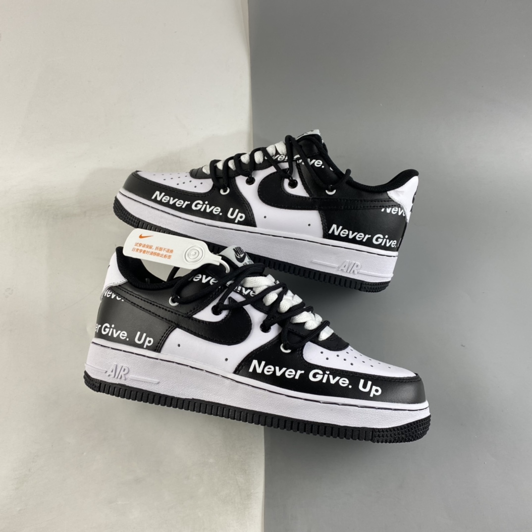 Custom-Nike-Air-Force-1-Low-Never-Give-Up-Black-White-For-Sale