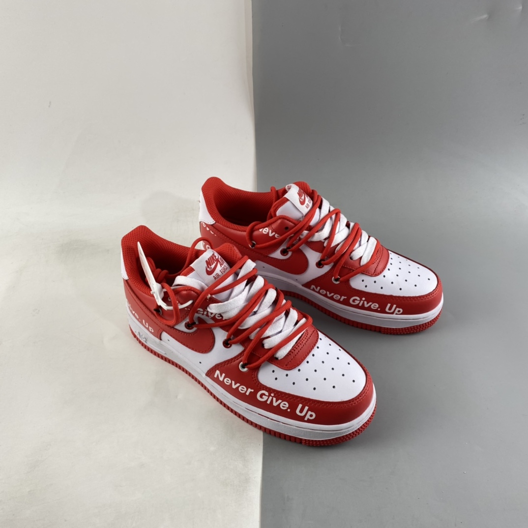 Custom-Nike-Air-Force-1-Low-Never-Give-Up-Red-White-For-Sale-5