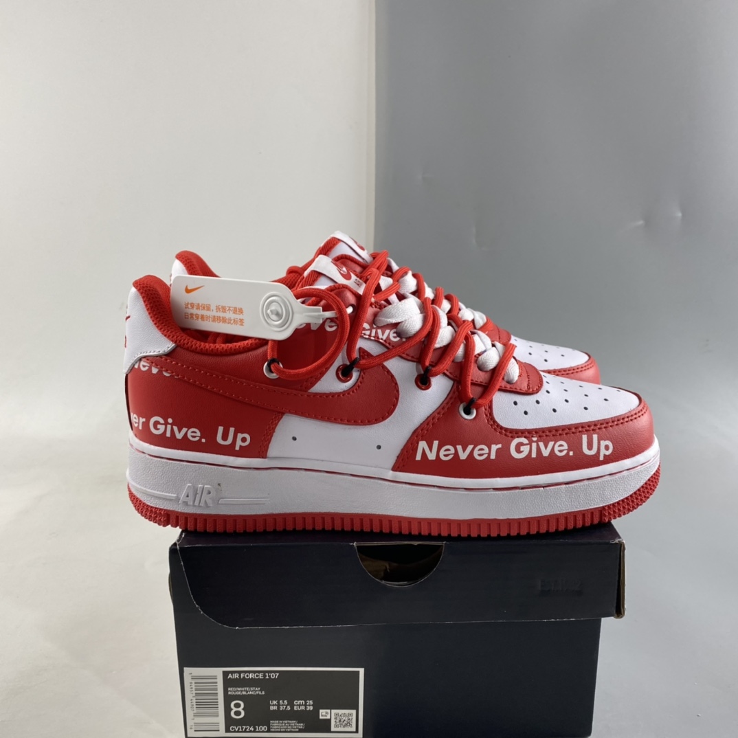 Custom-Nike-Air-Force-1-Low-Never-Give-Up-Red-White-For-Sale-7
