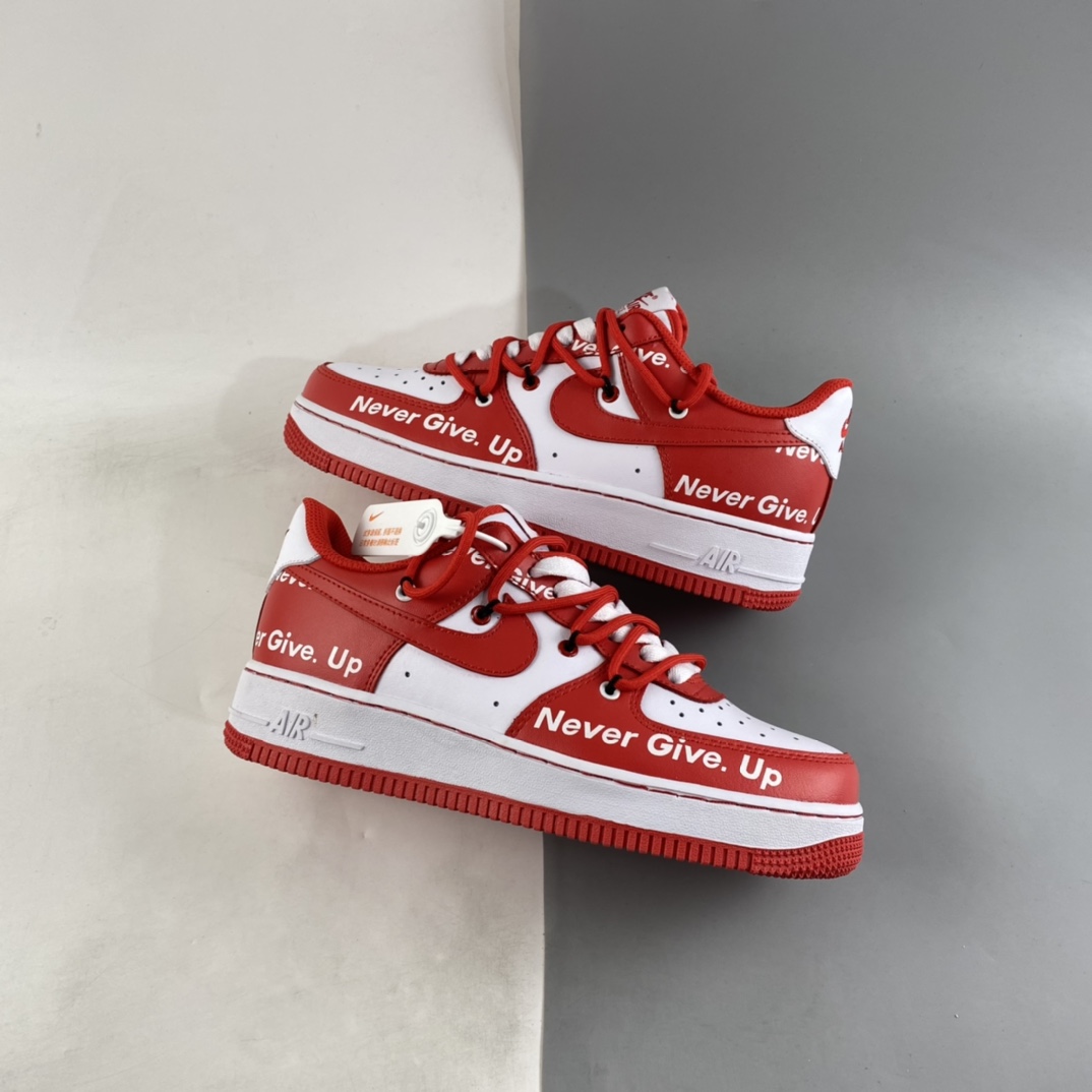 Custom-Nike-Air-Force-1-Low-Never-Give-Up-Red-White-For-Sale