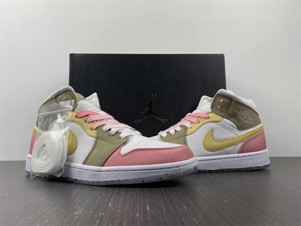 Air-Jordan-1-Mid-Recycled-Canvas-Pink-Tan-Yellow-For-Sale-9