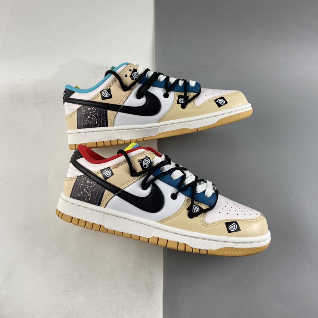 Custom-Nike-Dunk-Low-Retro-White-Beige-Black-1