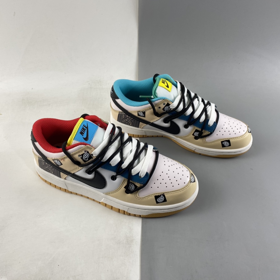 Custom-Nike-Dunk-Low-Retro-White-Beige-Black-6